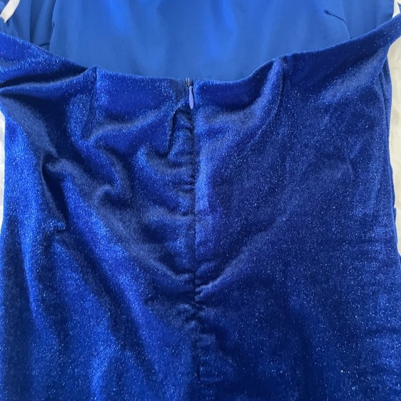 Lulu's Enchanting Touch Royal Blue Velour Velvet Halter Maxi Dress - Picture 11 of 15
